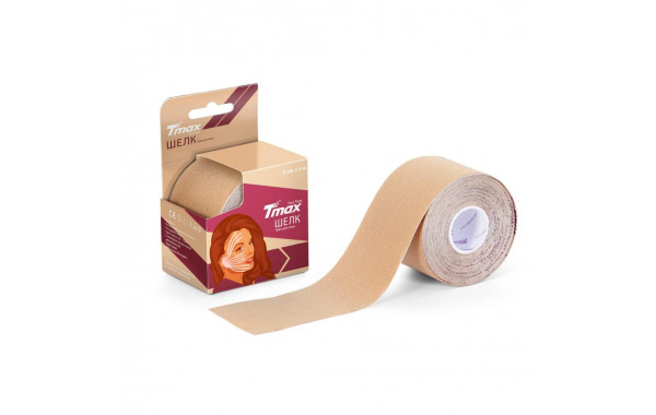 Тейп кинезиологический Tmax Beauty Tape (5cmW x 5mL), вискоза, бежевый 600_380