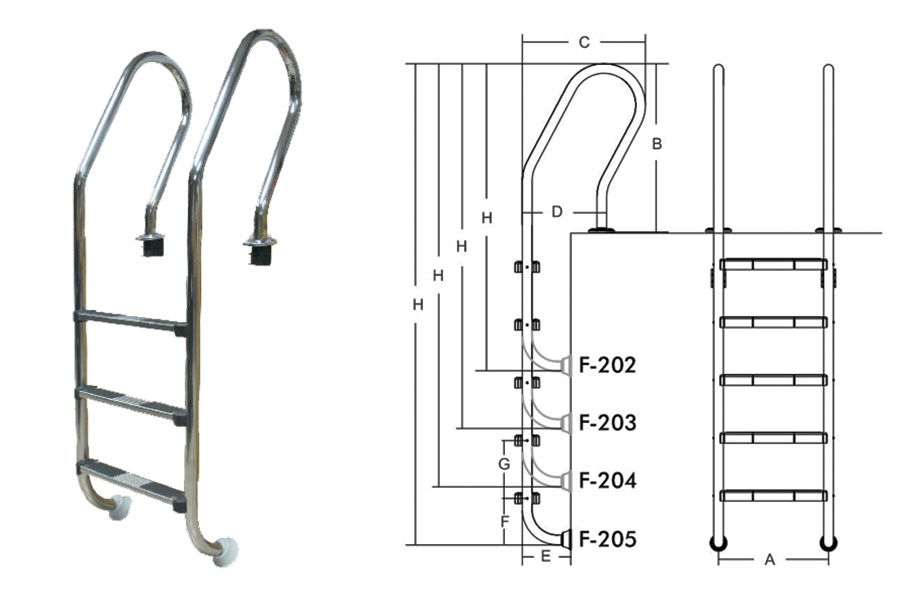 Лестница для бассейнов серии F F202 ПТК Спорт 021-0531 900_600